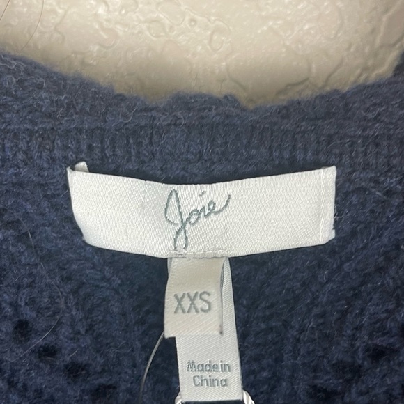 Joie navy blue wool cashmere blend cable knit lace up hoodie - Picture 2 of 4